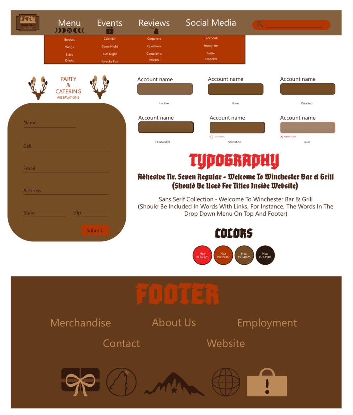 winchester bar and grill menu